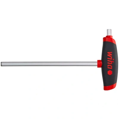Afbeelding van Wiha 334DSR050150 01 Stiftsleutel met dwarsgreep ComfortGrip zeskant MagicRing zijpunt, mat verchroomd 5.0 mm 45442
