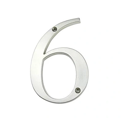 Afbeelding van HASWARE Huisnummerbord 4 inch (10 cm) Moderne Deurnummers Bewegwijzering Plaque Straat Huisadres Cijfers Zinklegering (6, Zilver)