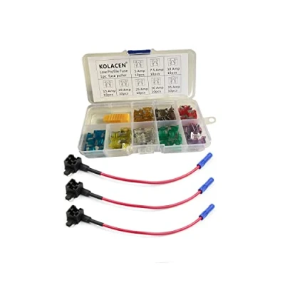Afbeelding van KOLACEN Auto Truck Low profile Mini Blade Type Zekering Diverse Kit 81 Stuks + 3 16 Gauge Add a Circuit Laag Profiel TAP Adapter