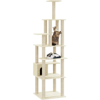 Afbeelding van vidaXL Kattenkrabpaal met sisal krabpalen 183 cm donkergrijs