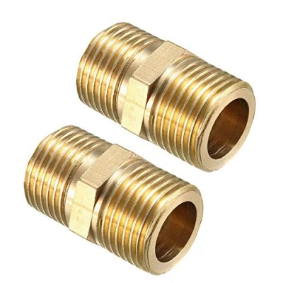 Afbeelding van BE TOOL BSP draad messing rechte adapter mannelijke connector voor slangbuis (Pack van 2) 1/8&quot; Male to Gold Tone