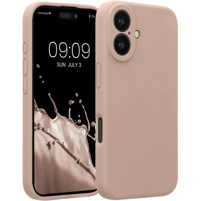 Afbeelding van kwmobile telefoonhoesje geschikt voor Apple iPhone 16 TPU backcover met siliconen coating Smartphone case in oudroze