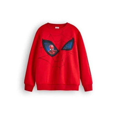 Afbeelding van Marvel Spiderman Jongens Sweatshirt Superheldentrui met ronde hals in rood Stripboek karakter Art Merchandise cadeau