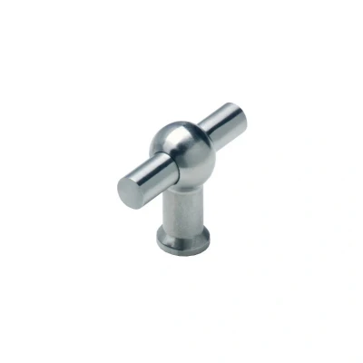 Afbeelding van Meubelknop T vorm 20mm recht geborsteld RVS