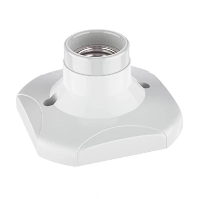 Afbeelding van ledscom.de Plafondlamp/lamphouder ELEKTRA, kunststof, porselein, wit, 1x E27 max. 60W, spaarfitting, kameraccenten, hoogglans, hoekig, snelle montage, verwisselbaar, Led