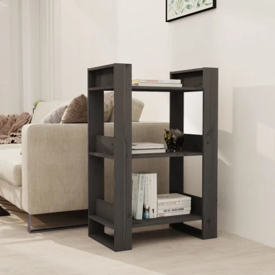 Afbeelding van Boekenkast/kamerscherm 60x35x91 cm massief grenenhout grijs