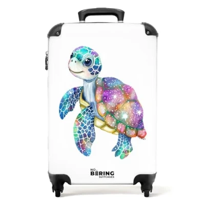 Afbeelding van NoBoringSuitcases.com® Handbagage koffer lichtgewicht Reiskoffer trolley Kleurrijke schildpad als mozaïek Rolkoffer met wieltjes Past binnen 55x40x20 en 55x35x25