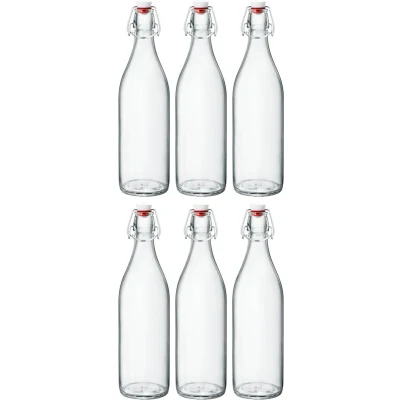Afbeelding van Bormioli Rocco Beugelflessen / Weckflessen Giara Transparant 1 liter 6 stuks