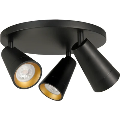 Afbeelding van Highlight Spot Petunia 3 lichts rond Ã ̃ 25 cm zwart goud