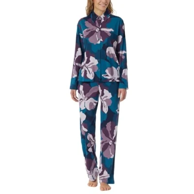 Afbeelding van Schiesser Damespyjama set lang met knoopsluiting Modal Katoen Mix Modern Nightwear pyjamaset, Multicolor 4_181895, 44