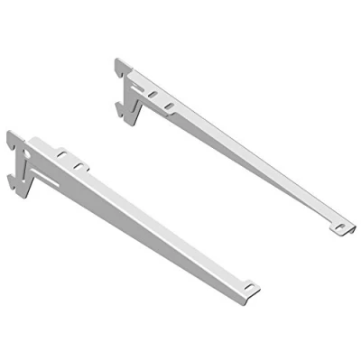 Afbeelding van DIY Element System hoekdrager mooi gevormde afwerking van de plankzijde voor het leggen houten vloeren 280 mm, staal, wit, 2 stuks.