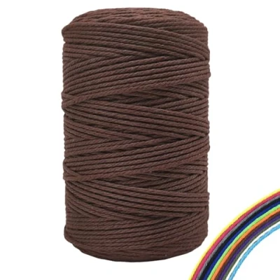 Afbeelding van FORBELL Macramégaren, 3 mm x 300 m, premium katoengaren, doe het zelf handwerk (bruin)
