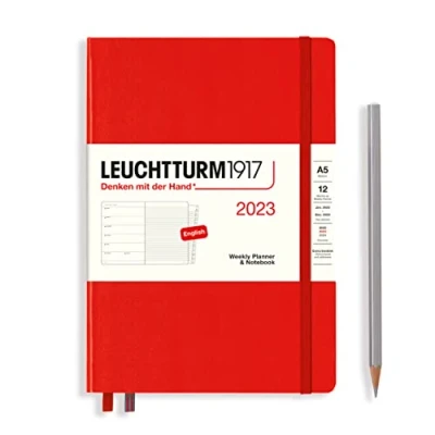 Afbeelding van LEUCHTTURM1917 365881 weekkalender &amp; notitieboek medium (A5) 2023, 12 maanden, rood, Engels