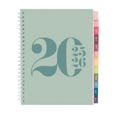 Afbeelding van Rileys 2024 2025 Academische weekplanner voor 18 maanden typografische week en maandagendaplanner, flexibele omslag, notitiepagina&#039;s, dubbeldraads bindend (20 x 15 cm, groen)