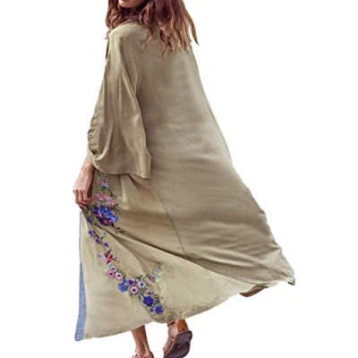 Afbeelding van YouKD Wemon&#039;s zomer lang vest maxi kimono jurk Boheems badpak strandbedekking gewaden