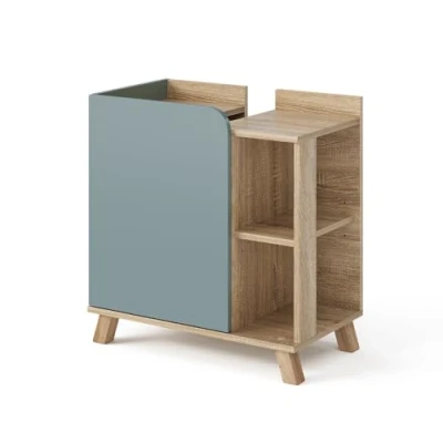 Afbeelding van Vicco Wastafelonderkast Karen Sonoma blauw 60 x 65 cm deur open vakken