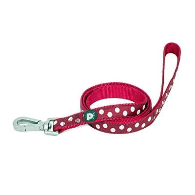 Afbeelding van Petface Witte stippen patroon hond lood, klein, kersen