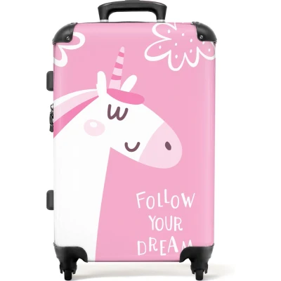 Afbeelding van NoBoringSuitcases.com® Kindertrolley meisjes Eenhoorn koffer 20 kg bagage