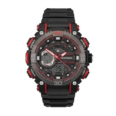 Afbeelding van Sekonda Malvern 49mm Mens Ani Digi Quartz Lichtgewicht Sporthorloge met Backlight Dag Datum Functie Alarm Stopwatch 100 m Waterbestendig, Zwart, riem