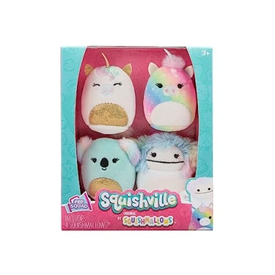 Afbeelding van Squishville by Original Squishmallows Pep Squad pluche Vier 5,5 cm inclusief Prim, Harley, Mellie en Zaylee Speelgoed voor kinderen