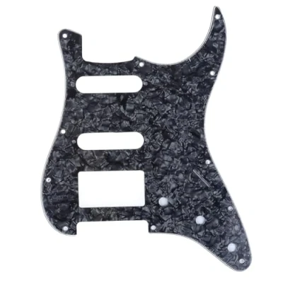 Afbeelding van Musiclily Pro 11 Schroefgaten Moderne stijl HSS Strat Gitaar Slagplaat voor American Stratocaster, 4 laags Black Pearl