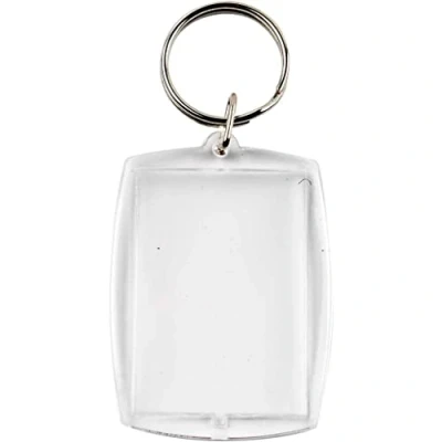 Afbeelding van Creotime sleutelhanger vierkant 5 cm transparant 25 stuks