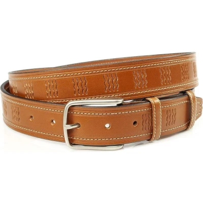 Afbeelding van JV Belts Echt leren riem cognac heren en dames cm breed Taille: 120cm Totale lengte riem: 135cm