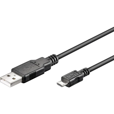 Afbeelding van USB Micro B naar A kabel USB2.0 tot 1A / zwart 0,15 meter