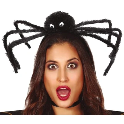 Afbeelding van Halloween diadeem grote spin one size zwart  meisjes/dames Verkleedhoofddeksels