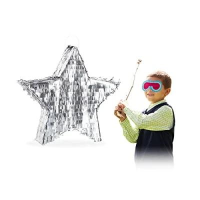 Afbeelding van Relaxdays pinata ster zilver zelf vullen piñata kerst verjaardag