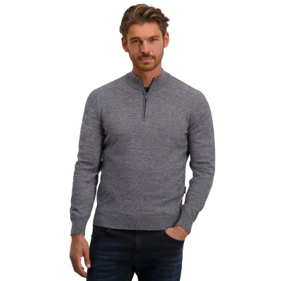 Afbeelding van State Of Art Half Zip Trui Melange Paars maat XL Heren met Regular fit Pasvorm Katoen