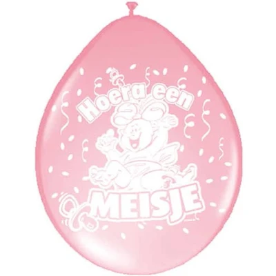 Afbeelding van Ballon Hoera een meisje 8 stuks