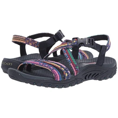 Afbeelding van Skechers Reggae Sew Me Damessandalen, geweven riempjesslingback sandaal, marineblauw, meerkleurig., 42 EU