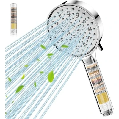 Afbeelding van Cobbe douchekop met filter, hogedruk 6 straalsoorten, waterbesparend filtratie in 20 lagen, handdouche filter tegen kalkaanslag voor hard water, chloor