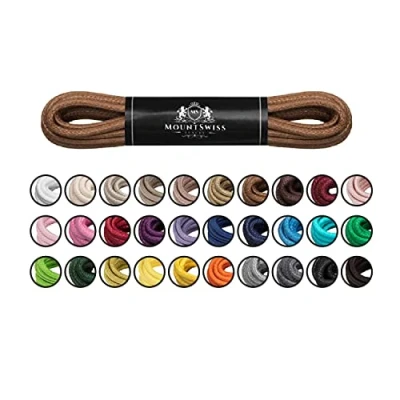 Afbeelding van Mount Swiss Luxe schoenveters, waterafstotende en scheurvaste veters, rond, diameter 2 3 mm, van fijn katoen/gewaxt, kleur: gember, lengte: 100 cm