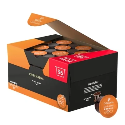 Afbeelding van Tchibo Cafissimo Caffè Crema voorraaddoos vol koffiecapsules, 96 stuks (koffie, evenwichtig en vol), duurzaam eerlijk verhandeld