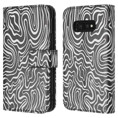 Afbeelding van Samsung Galaxy S10e Hoesje Kunstleder iMoshion Bookcase Black And White Telefoonhoesje
