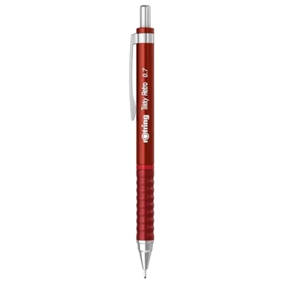 Afbeelding van rOtring Tikky Retro Vulpotlood 2B 0,7 mm Rood met geribbelde comfortgrip 12 stuks