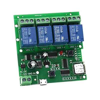 Afbeelding van 4 kanaals wifi momentary inching relais zelfveilige schakelmodule, DIY garagedeur controller (5 32V)