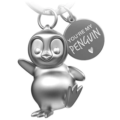 Afbeelding van FABACH pinguïn sleutelhanger Breezy geluksbrenger geschenken vriendin of vriend partner cadeau liefde voor verjaardag, jubileum gravure You&#039;re my penguin, zilver (mat), Eén