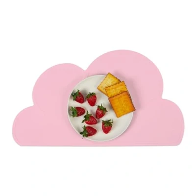 Afbeelding van Relaxdays placemat kinderen afwasbaar siliconen kinderplacemat wolkvorm antislip roze