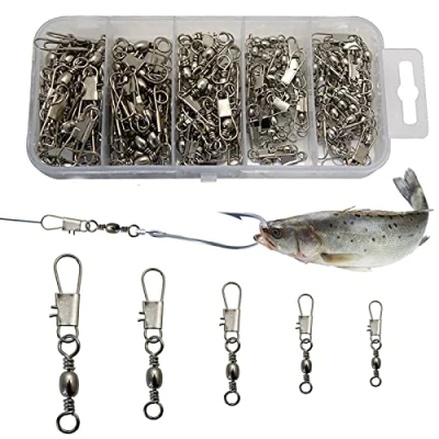 Afbeelding van Basetousual 100 stuks Vissen Wartels Snap, Swivel Snaps Kit, Vat met Veiligheid Zoetwater Lokken Connector Accessoires