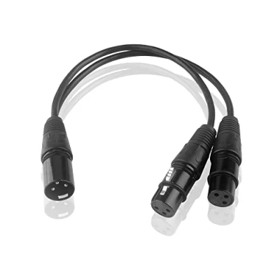 Afbeelding van BRIEFCEC XLR kabel mannelijke microfoonkabel 30 cm 3 pins mannelijk naar dubbele vrouwelijke Y splitter kabeladapter (XLR (1M) (2F), 1 stuks, zwart)
