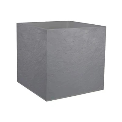 Afbeelding van EDA Volcania 57 L vierkante pot 50 cm Imitatiesteen decor Dubbelwandig Wateropslagzone 49,5 x Kiezelgrijs