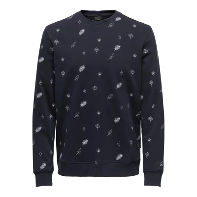 Afbeelding van ONLY &amp; SONS sweater ONSCAMDEN met all over print donkerblauw