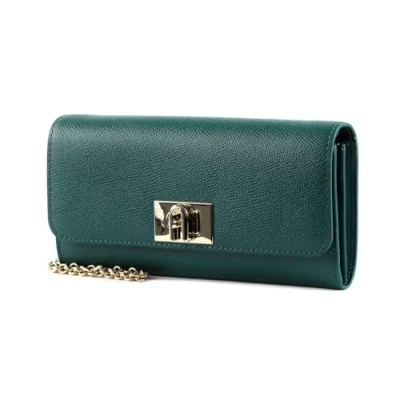 Afbeelding van FURLA Leren Portemonnee Schoudertas 1927 Chain Wallet Jasper Groen