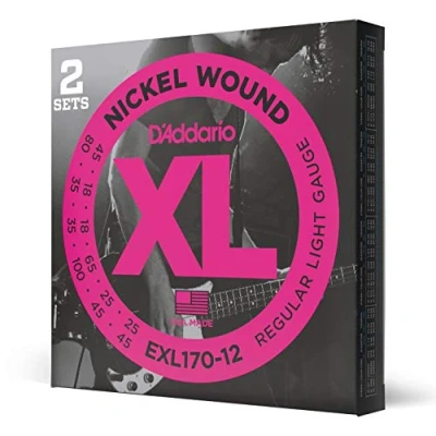 Afbeelding van D&#039;Addario Basgitaar Snaren XL Nickel Bass EXL170 12 Perfect Intonation, Consistent Feel, Duurzaamheid Voor snarige Basgitaren 18 45 Regular Light snarig, Long Scale