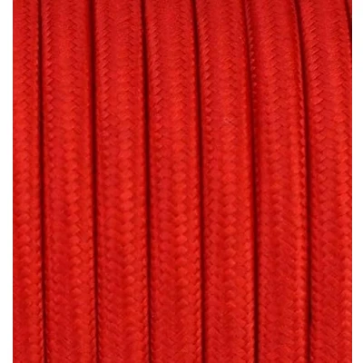 Afbeelding van 10 meter 2 aderig textielkabel stoffen kabel pendelleiding lampkabel 2x0,75 2G0,75 rood
