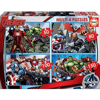 Afbeelding van Educa Puzzelset 50 80 100 150 stukjes voor kinderen vanaf 5 jaar Avengers, Marvel (16331)