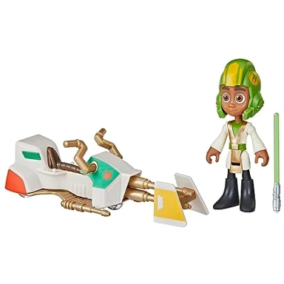 Afbeelding van Star Wars Young Jedi Adventures, Kai Brightstar actiefiguur en speederbike, actiefiguren &amp; voertuigen op 10 cm schaal